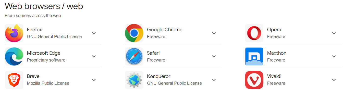 Web browsers